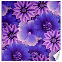 Pattern Floral Flora Flower Flowers Blue Violet Patterns Canvas 20  X 20  by Jancukart