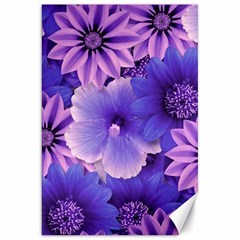 Pattern Floral Flora Flower Flowers Blue Violet Patterns Canvas 20  X 30  by Jancukart