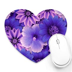 Pattern Floral Flora Flower Flowers Blue Violet Patterns Heart Mousepad