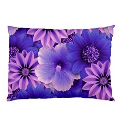 Pattern Floral Flora Flower Flowers Blue Violet Patterns Pillow Case by Jancukart