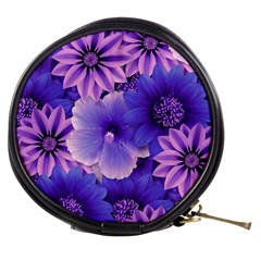 Pattern Floral Flora Flower Flowers Blue Violet Patterns Mini Makeup Bag