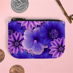 Pattern Floral Flora Flower Flowers Blue Violet Patterns Mini Coin Purse