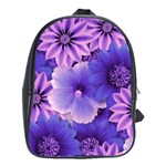 Pattern Floral Flora Flower Flowers Blue Violet Patterns School Bag (Large) Front