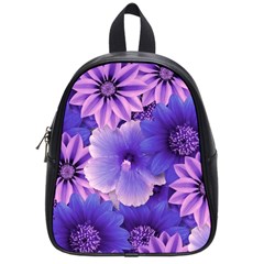 Pattern Floral Flora Flower Flowers Blue Violet Patterns School Bag (small)