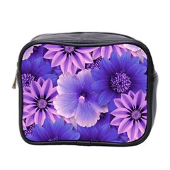 Pattern Floral Flora Flower Flowers Blue Violet Patterns Mini Toiletries Bag (two Sides)