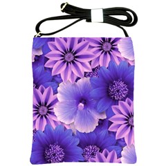 Pattern Floral Flora Flower Flowers Blue Violet Patterns Shoulder Sling Bag