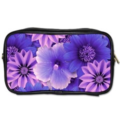 Pattern Floral Flora Flower Flowers Blue Violet Patterns Toiletries Bag (two Sides)