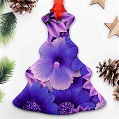 Pattern Floral Flora Flower Flowers Blue Violet Patterns Ornament (christmas Tree)  by Jancukart