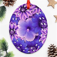 Pattern Floral Flora Flower Flowers Blue Violet Patterns Oval Filigree Ornament (two Sides)