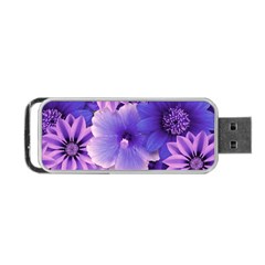 Pattern Floral Flora Flower Flowers Blue Violet Patterns Portable Usb Flash (one Side)