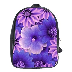 Pattern Floral Flora Flower Flowers Blue Violet Patterns School Bag (xl) by Jancukart