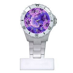 Pattern Floral Flora Flower Flowers Blue Violet Patterns Plastic Nurses Watch