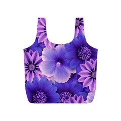 Pattern Floral Flora Flower Flowers Blue Violet Patterns Full Print Recycle Bag (s)