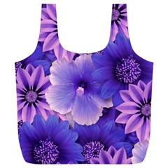 Pattern Floral Flora Flower Flowers Blue Violet Patterns Full Print Recycle Bag (xl)