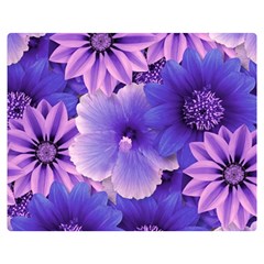 Pattern Floral Flora Flower Flowers Blue Violet Patterns Two Sides Premium Plush Fleece Blanket (medium)