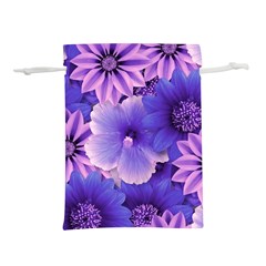 Pattern Floral Flora Flower Flowers Blue Violet Patterns Lightweight Drawstring Pouch (l)