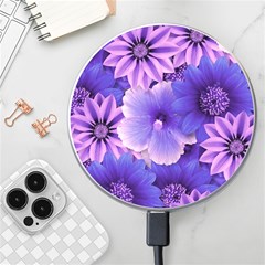 Pattern Floral Flora Flower Flowers Blue Violet Patterns Wireless Fast Charger(white) by Jancukart