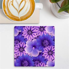 Pattern Floral Flora Flower Flowers Blue Violet Patterns Uv Print Square Tile Coaster 