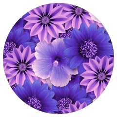 Pattern Floral Flora Flower Flowers Blue Violet Patterns Round Trivet