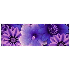 Pattern Floral Flora Flower Flowers Blue Violet Patterns Banner And Sign 9  X 3  by Jancukart