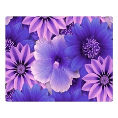 Pattern Floral Flora Flower Flowers Blue Violet Patterns Premium Plush Fleece Blanket (large)