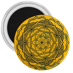 Mandala Vintage Painting Flower 3  Magnets