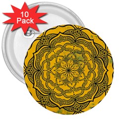 Mandala Vintage Painting Flower 3  Buttons (10 Pack) 