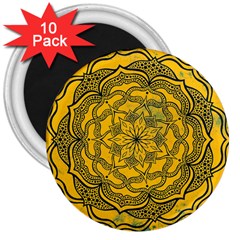 Mandala Vintage Painting Flower 3  Magnets (10 Pack)  by Jancukart