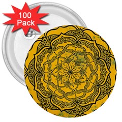 Mandala Vintage Painting Flower 3  Buttons (100 Pack) 