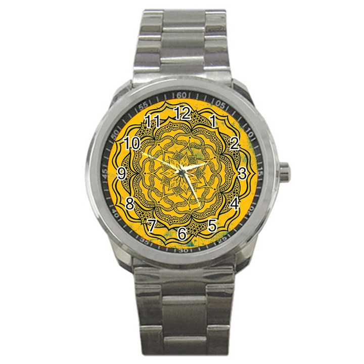 Mandala Vintage Painting Flower Sport Metal Watch