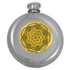 Mandala Vintage Painting Flower Round Hip Flask (5 Oz)