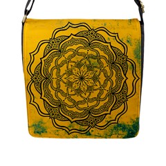 Mandala Vintage Painting Flower Flap Closure Messenger Bag (l) by Jancukart