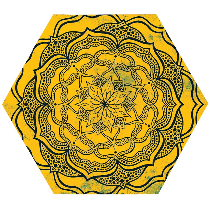 Mandala Vintage Painting Flower Wooden Puzzle Hexagon