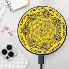 Mandala Vintage Painting Flower Wireless Fast Charger(black) by Jancukart