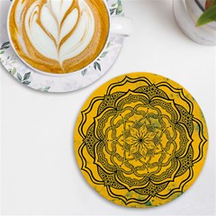 Mandala Vintage Painting Flower Uv Print Round Tile Coaster by Jancukart