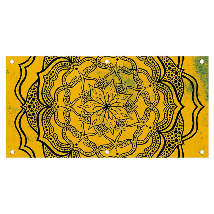 Mandala Vintage Painting Flower Banner and Sign 4  x 2 