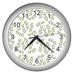 Leaves Wallpaper Leaf Nature Background Wall Clock (Silver)