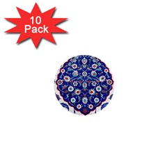 Art Pattern Design Blue Old Style 1  Mini Buttons (10 Pack) 