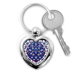 Art Pattern Design Blue Old Style Key Chain (heart)