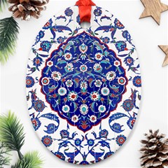 Art Pattern Design Blue Old Style Oval Ornament (two Sides) by Jancukart