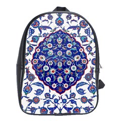 Art Pattern Design Blue Old Style School Bag (large) by Jancukart