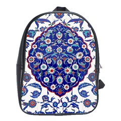 Art Pattern Design Blue Old Style School Bag (xl)