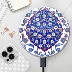 Art Pattern Design Blue Old Style Wireless Fast Charger(white) by Jancukart