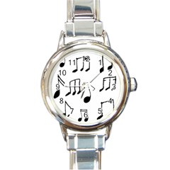 Music Is The Answer Phrase Concept Graphic Round Italian Charm Watch by dflcprintsclothing