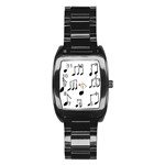 Music Is The Answer Phrase Concept Graphic Stainless Steel Barrel Watch Front