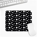 Hearts Snowflakes Black Background Small Mousepad Front