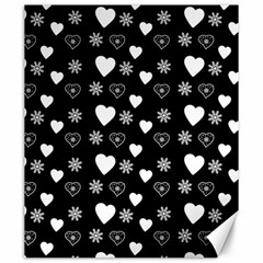 Hearts Snowflakes Black Background Canvas 20  X 24  by Jancukart