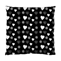 Hearts Snowflakes Black Background Standard Cushion Case (one Side) by Jancukart