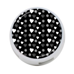 Hearts Snowflakes Black Background 4-port Usb Hub (two Sides)