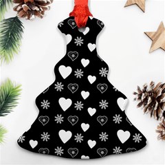 Hearts Snowflakes Black Background Ornament (christmas Tree) 